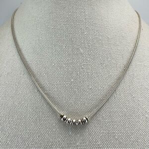 Italy 925 Sterling Silver Snake Chain Silver Beaded Dainty Trendy Necklace